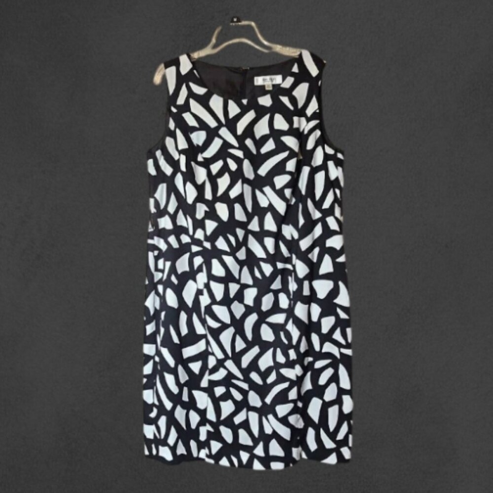 Black & White Geometric Design JONES STUDIO Professional Business Dress sz 16W